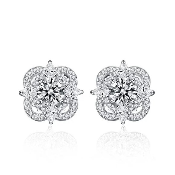 Certified 1ct. t.w. Diamond Elegant Earrings 18k White Gold over Italian Silver - Picture 1 of 16